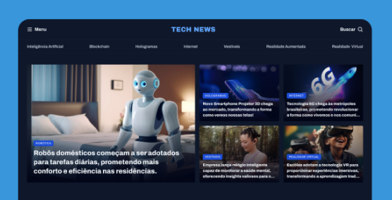 Homepage de um portal de notícias sobre a área de tecnologia.