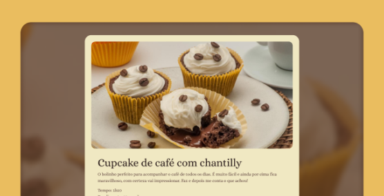 Página com o passo a passo de uma receita para cupcakes.